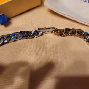 Louis Vuitton Chain Link Patches Necklace Blue Multicolor in Metal